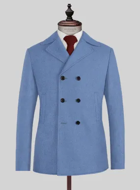 Naples Retro Blue Tweed Pea Coat