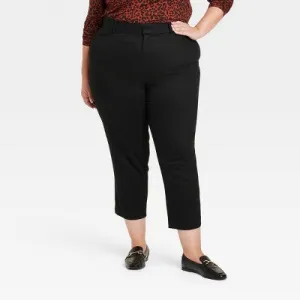 New - Women's High-Rise Ankle Tapered Pants - Ava & Viv Black 22