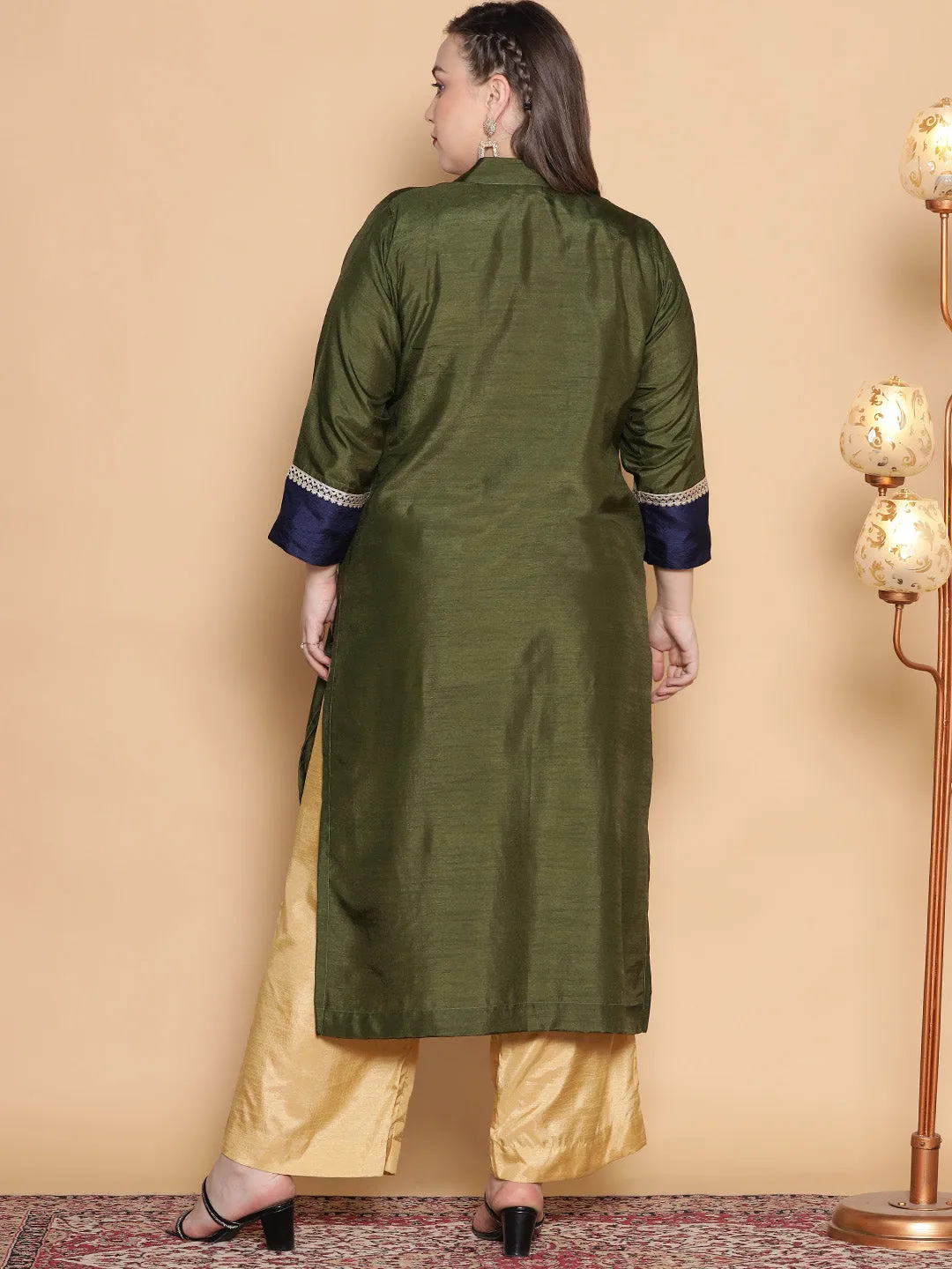 Olive Silk Ethnic Jacket