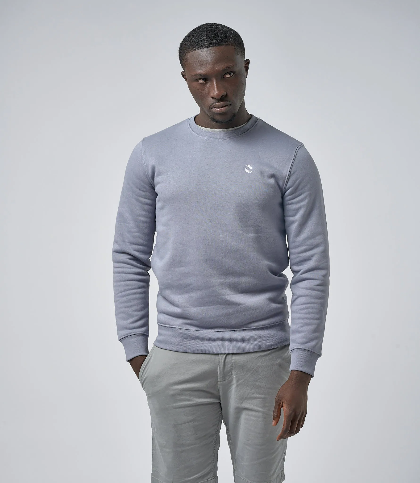 Omnitau Men's Prime Organic Cotton Crew Neck Sweatshirt - Light Grey