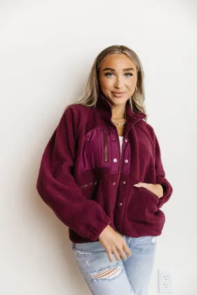 Oversized Fleece Jacket- Plum