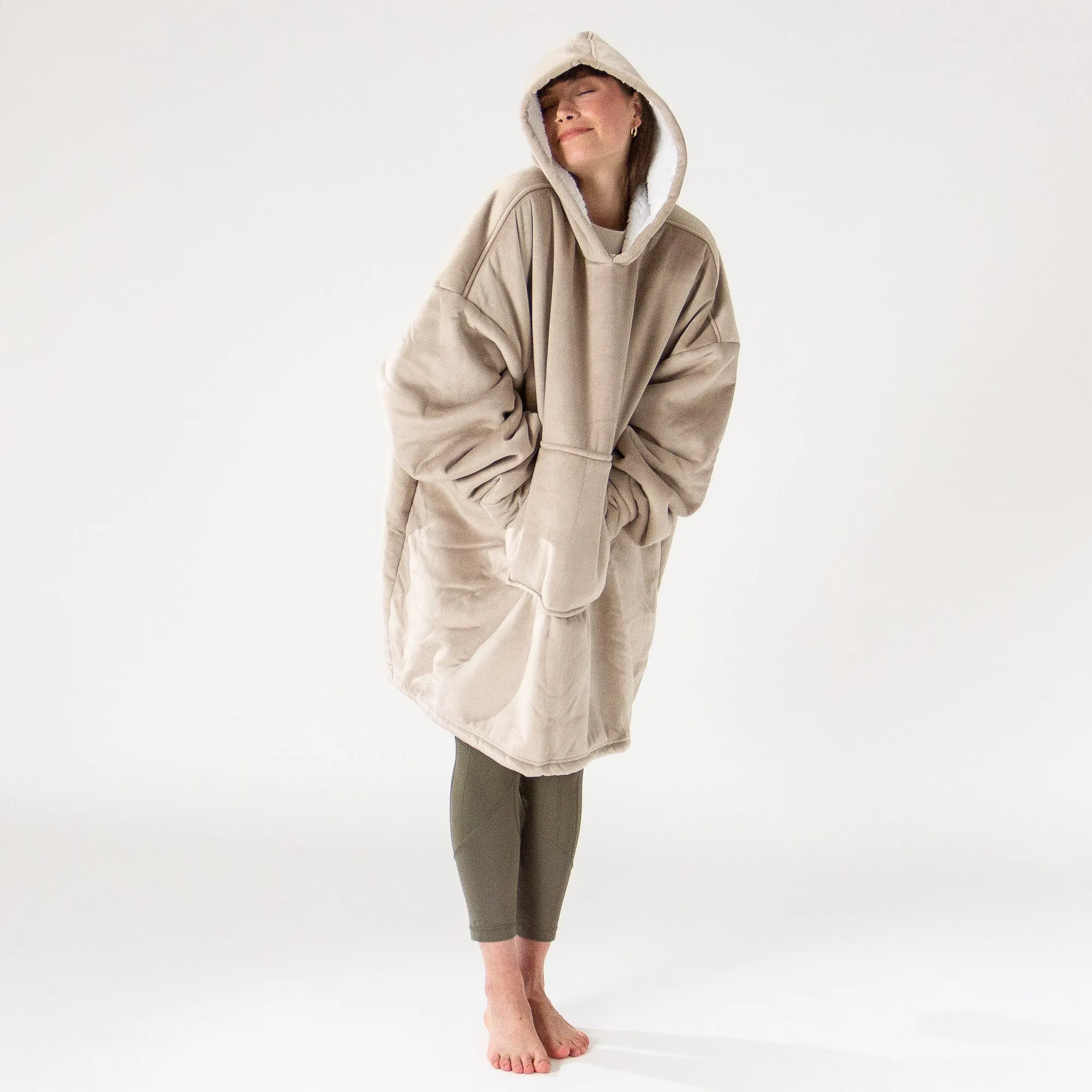 Oversized Hoodie Blanket Sweatshirt for Men or Women - Minky Cream / Mink