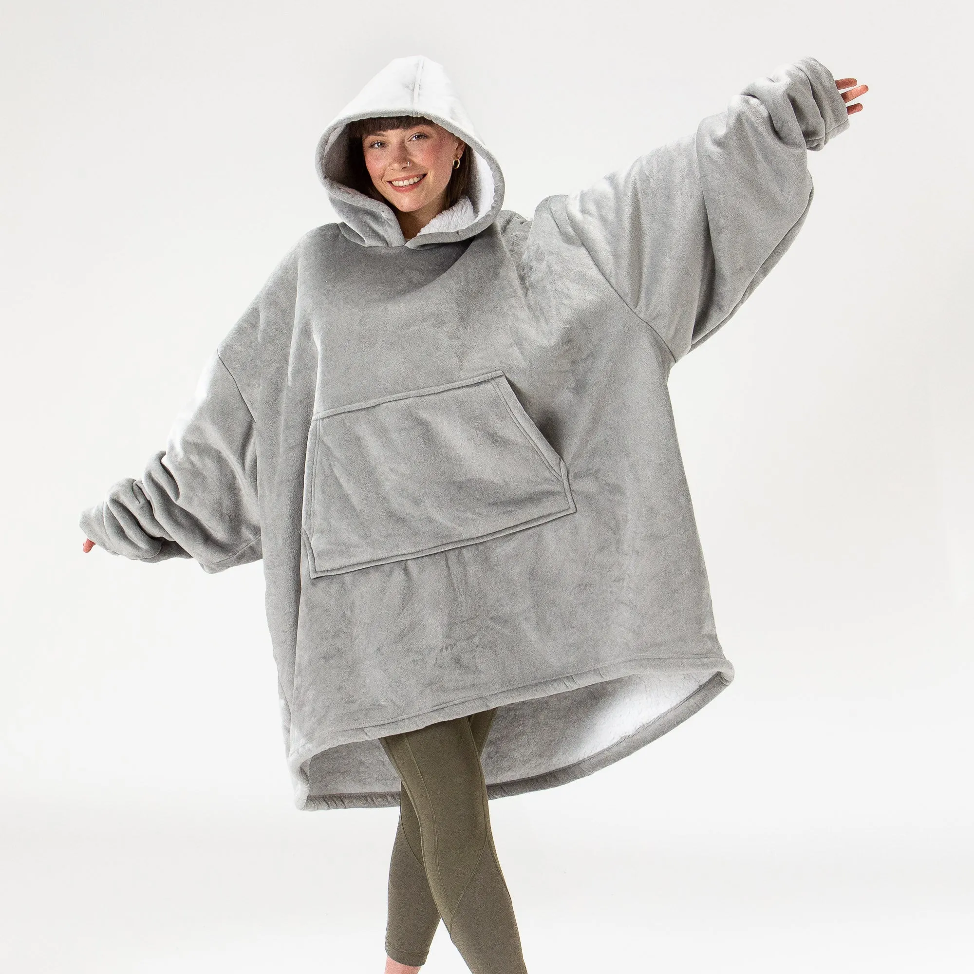 Oversized Hoodie Blanket Sweatshirt for Men or Women - Minky Grey