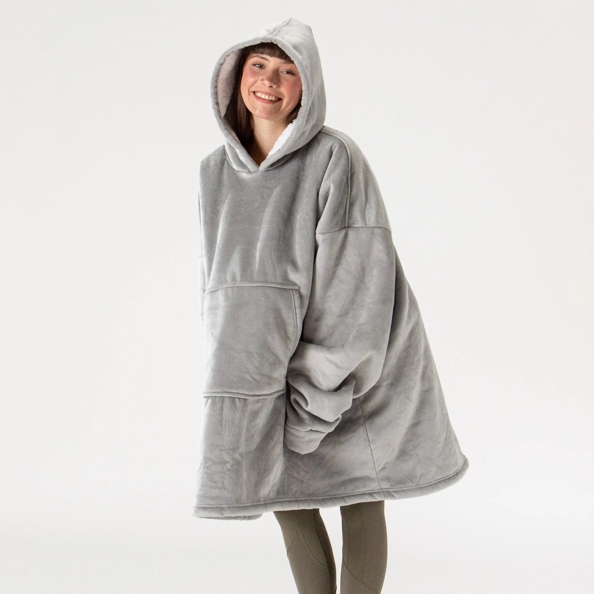 Oversized Hoodie Blanket Sweatshirt for Men or Women - Minky Grey