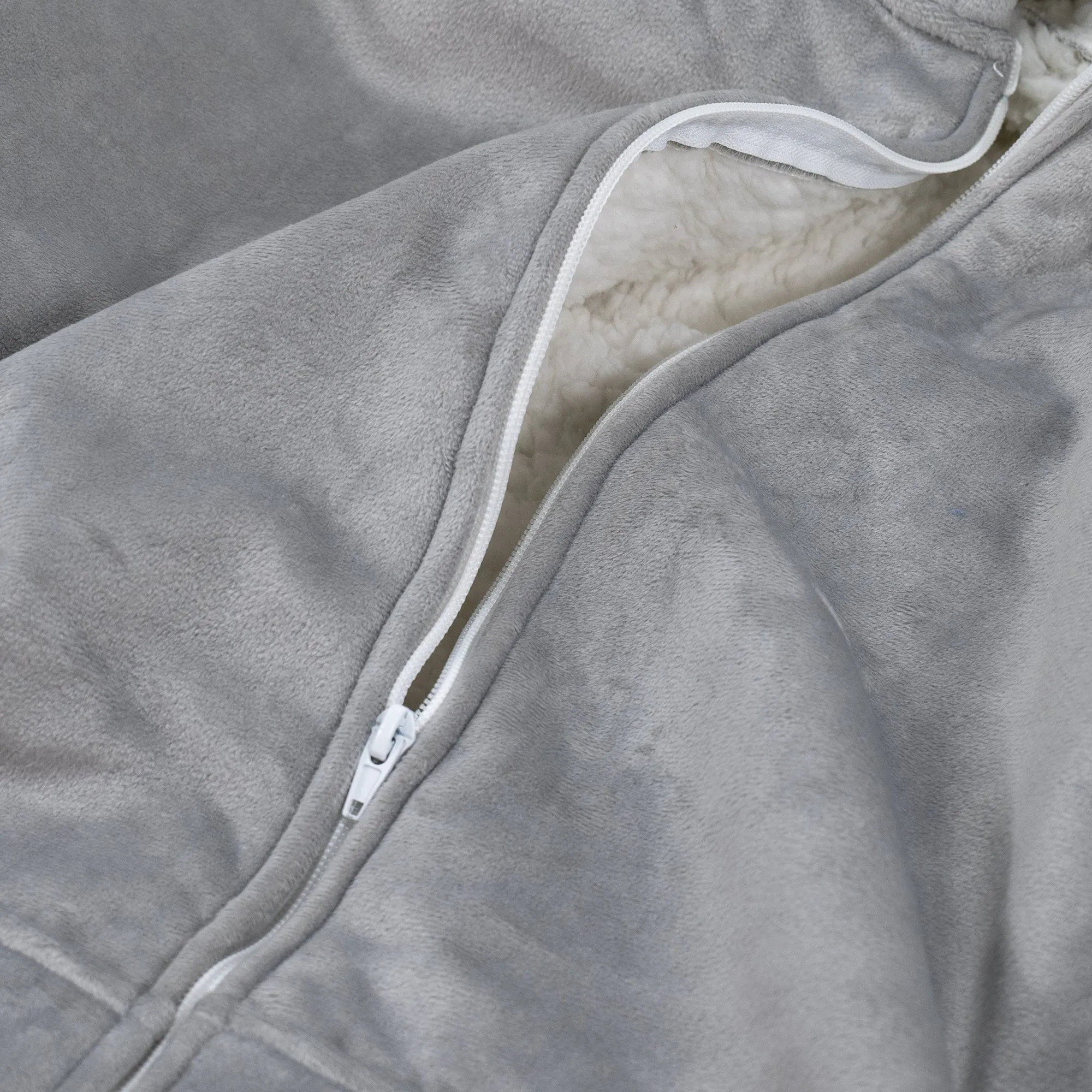 Oversized Zip Up Hoodie Blanket Sweatshirt for Men or Women - Minky Grey