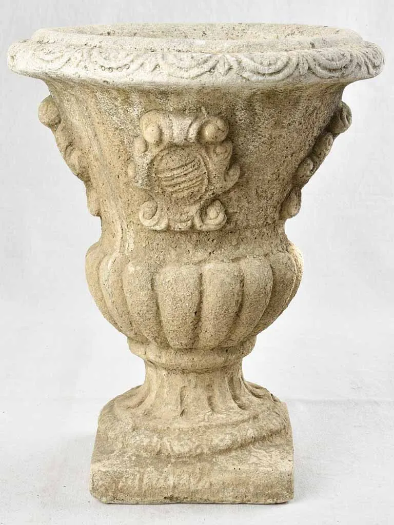 Pair of Medici shaped planters with coat of arms 20"