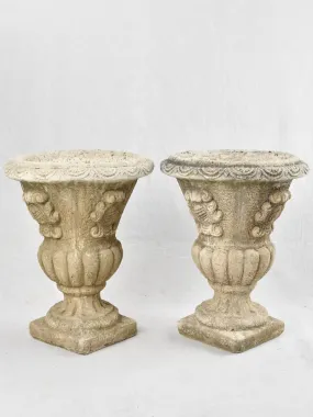 Pair of Medici shaped planters with coat of arms 20"