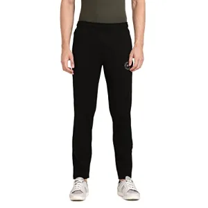 Pepe Jeans Athleisure Men Slim Fit Cotton Stretch Track Pants | Sporty Cotton Jersey Lounge Pants | with Encased Elastic Waist & Side Pockets in Black - M