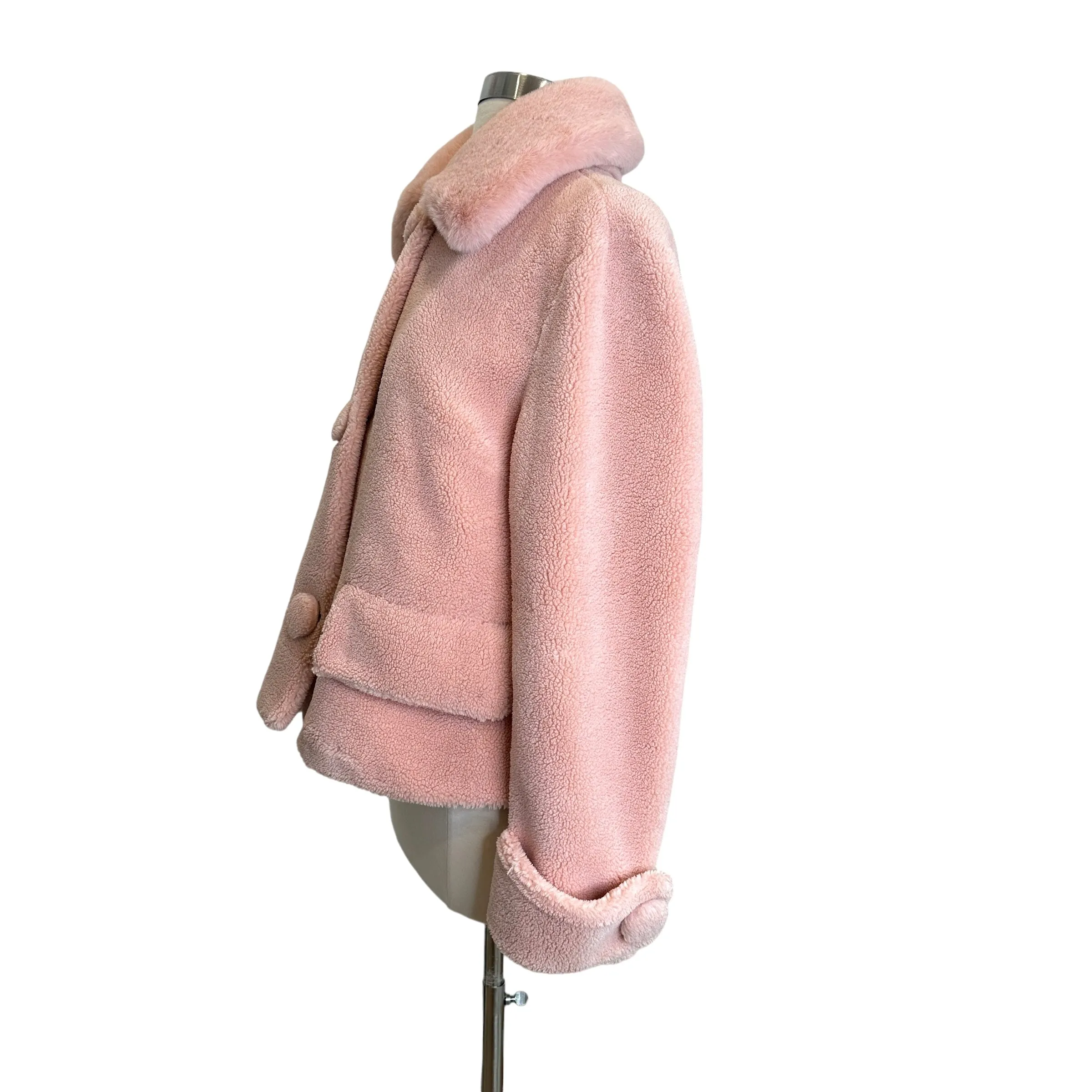 Pink Faux-Fur Jacket - M