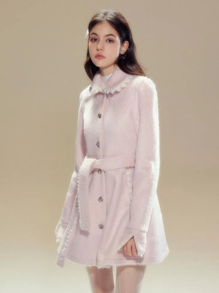 Pink wool lace waist coat【s0000003639】