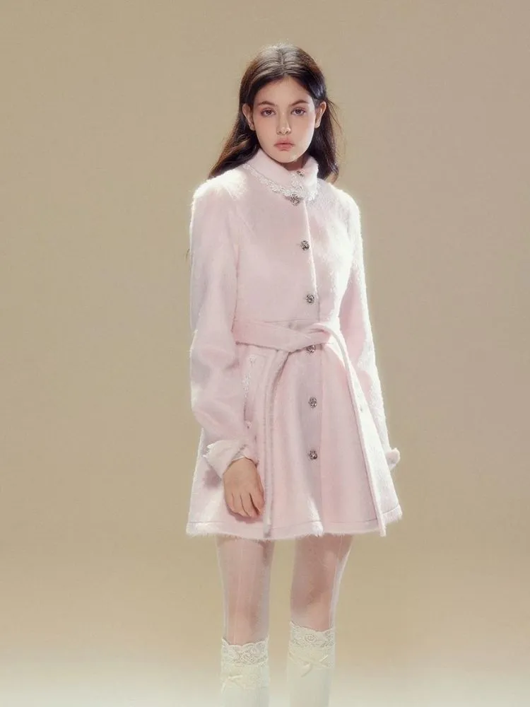 Pink wool lace waist coat【s0000003639】