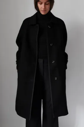 PURE WOOL BLACK MINIMAL COAT