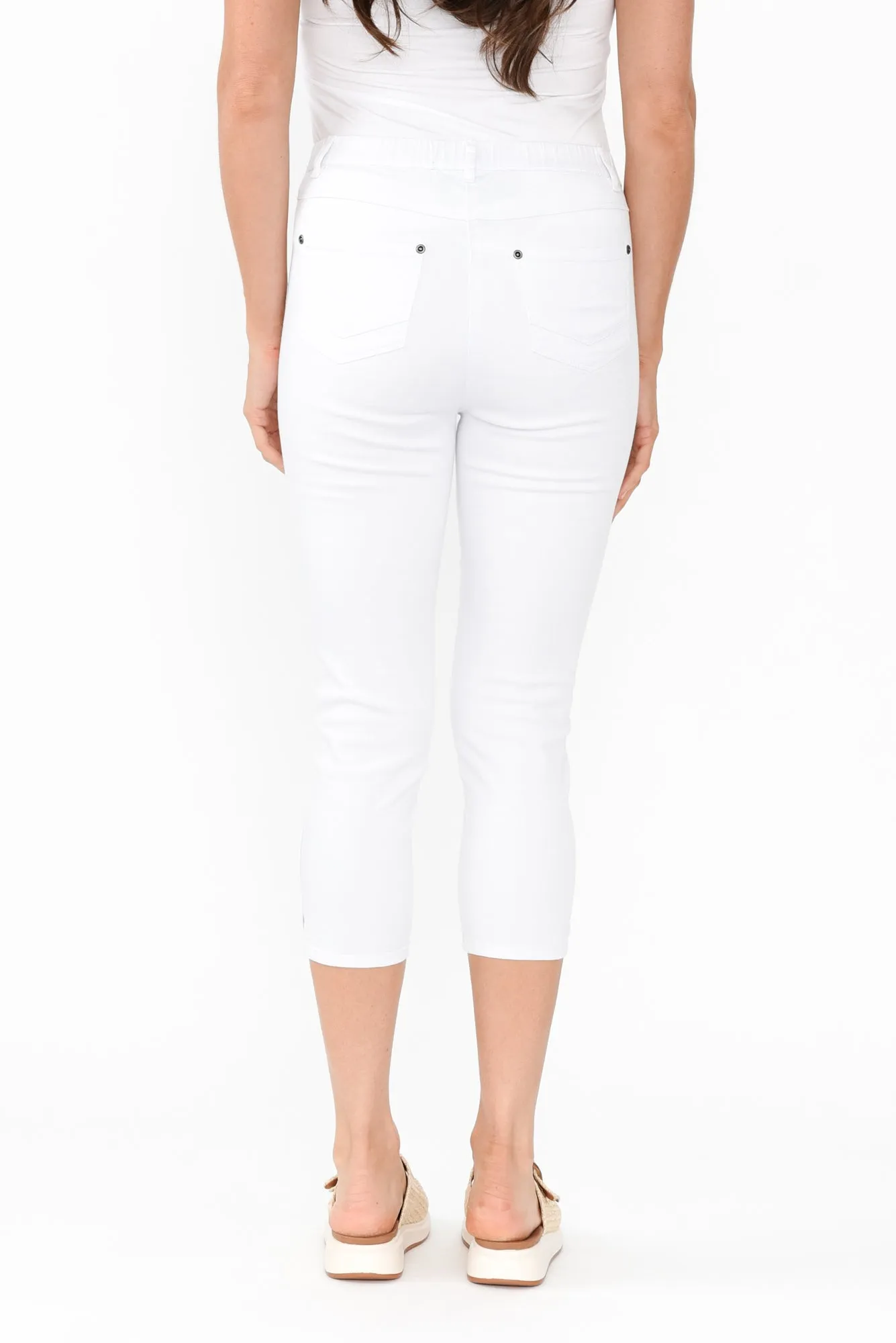 Reed White Stretch Cotton Capri Pants