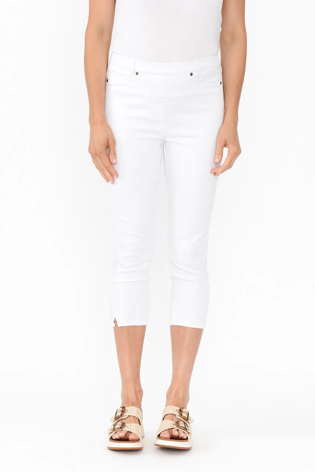 Reed White Stretch Cotton Capri Pants