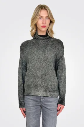 Reversible Knit Turtleneck - Black Grey