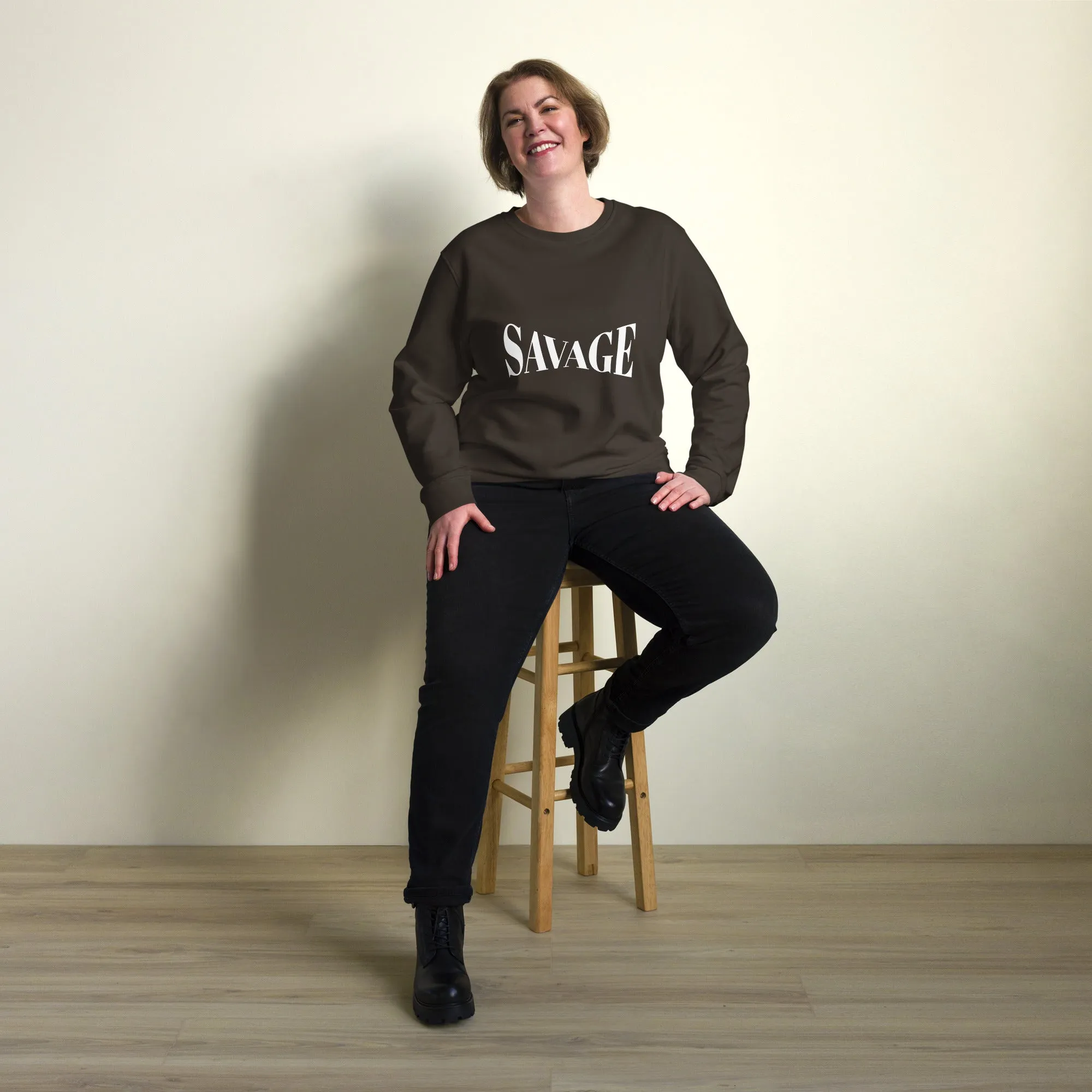 Savage Typography Graphic Women Organic Sweatshirt