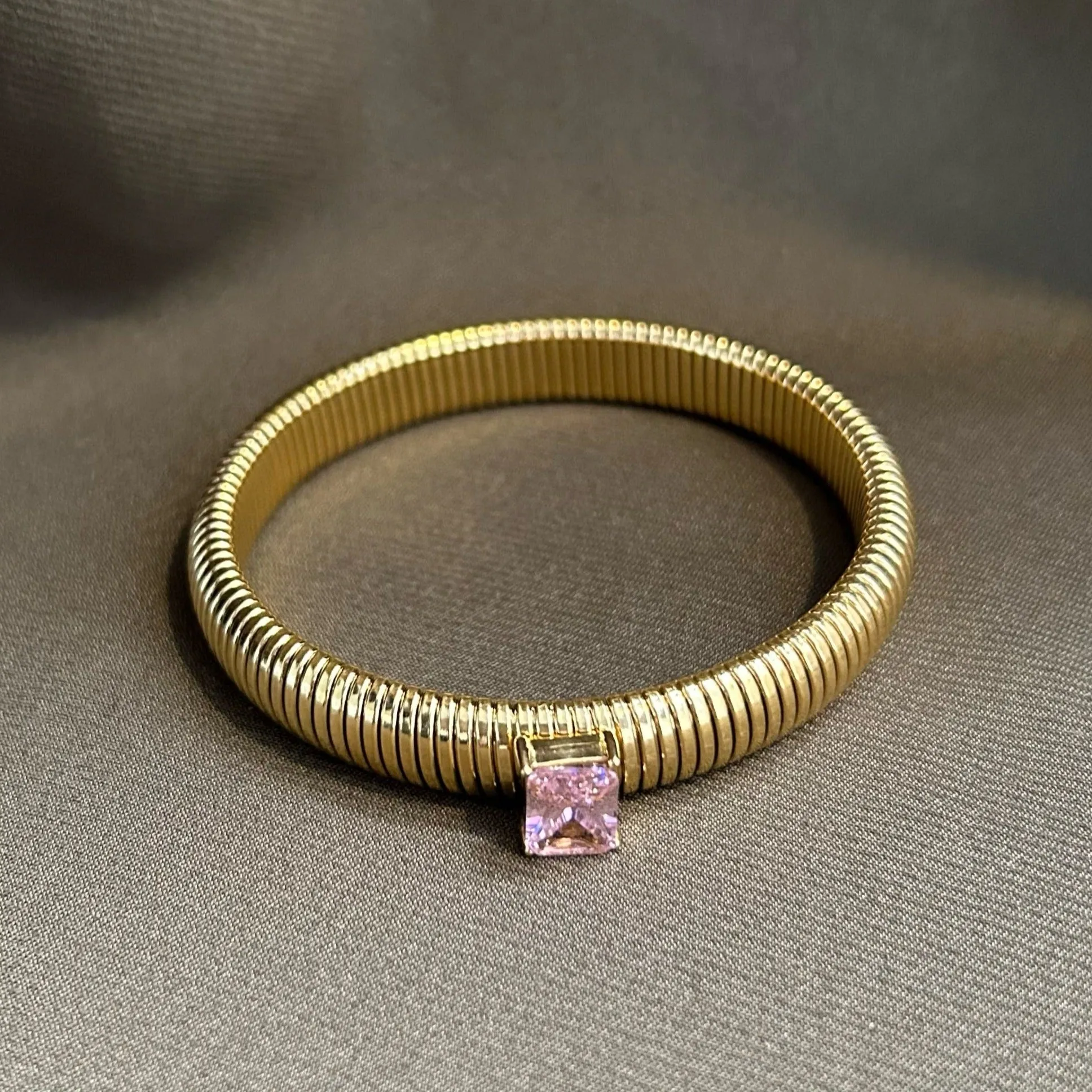 Serenity Pink CZ Gold Bracelet