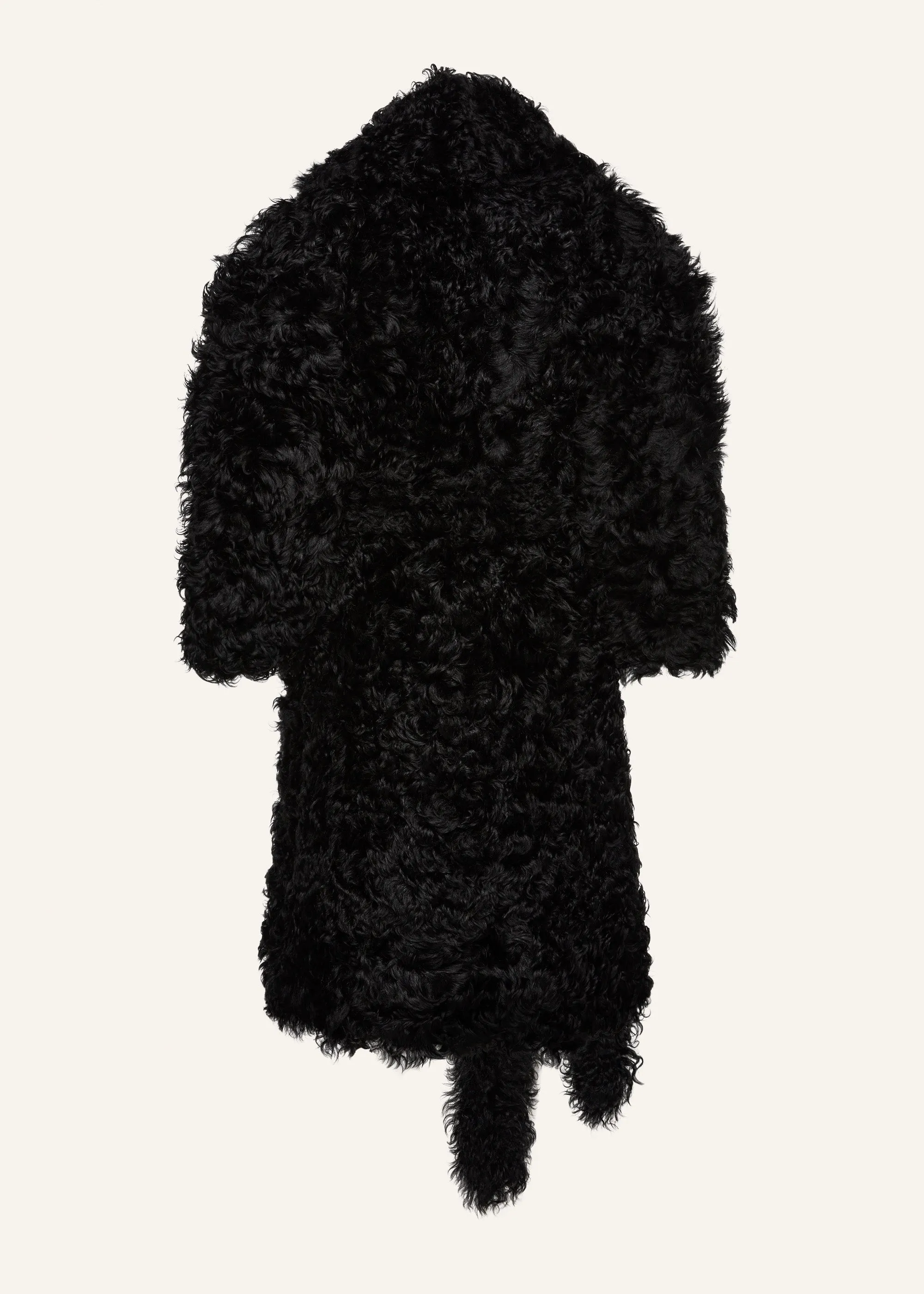 Shaggy shearling coat in black