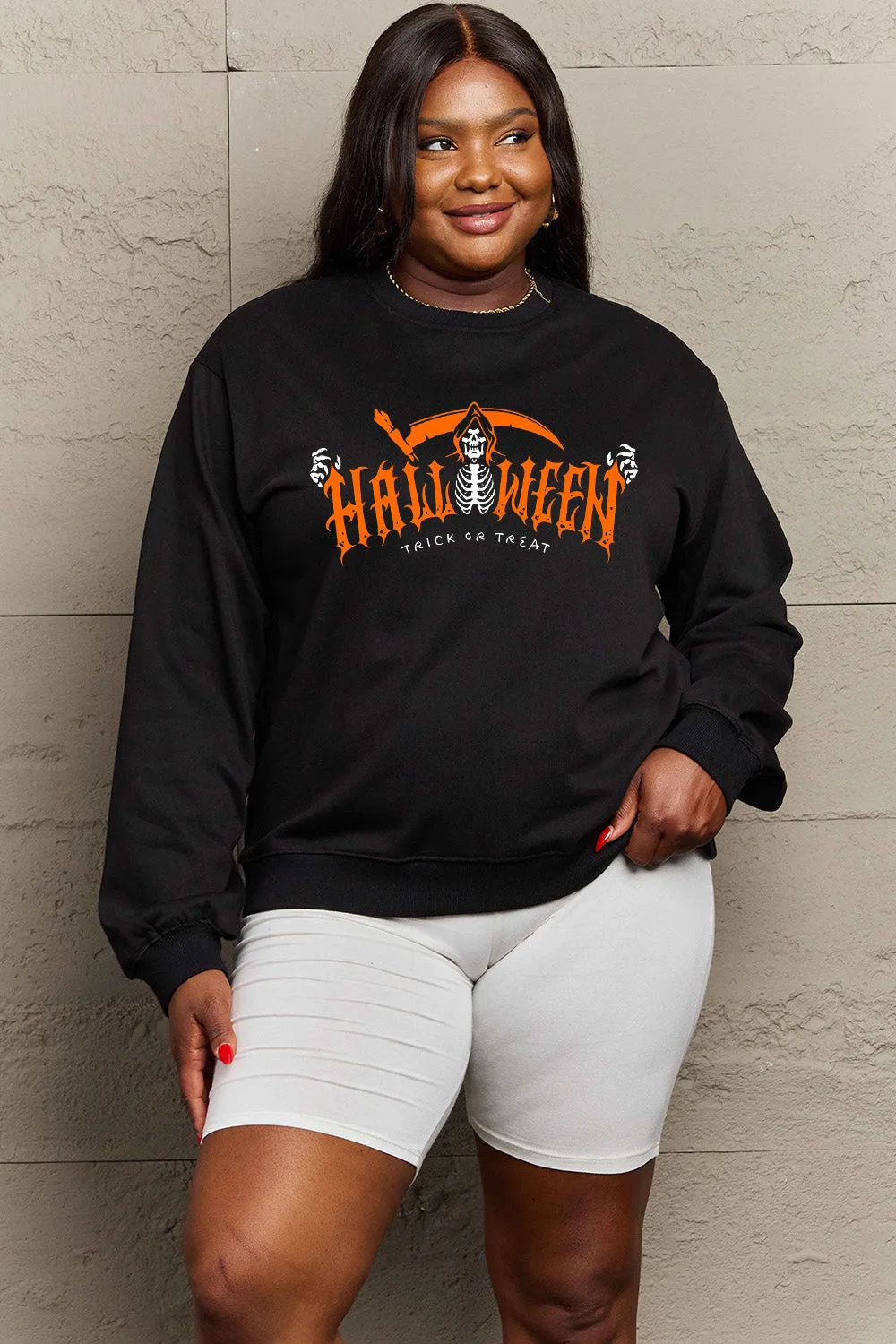 Simply Love Full Size HALLOWEEN TRICK OR TREAT Graphic Sweatshirt