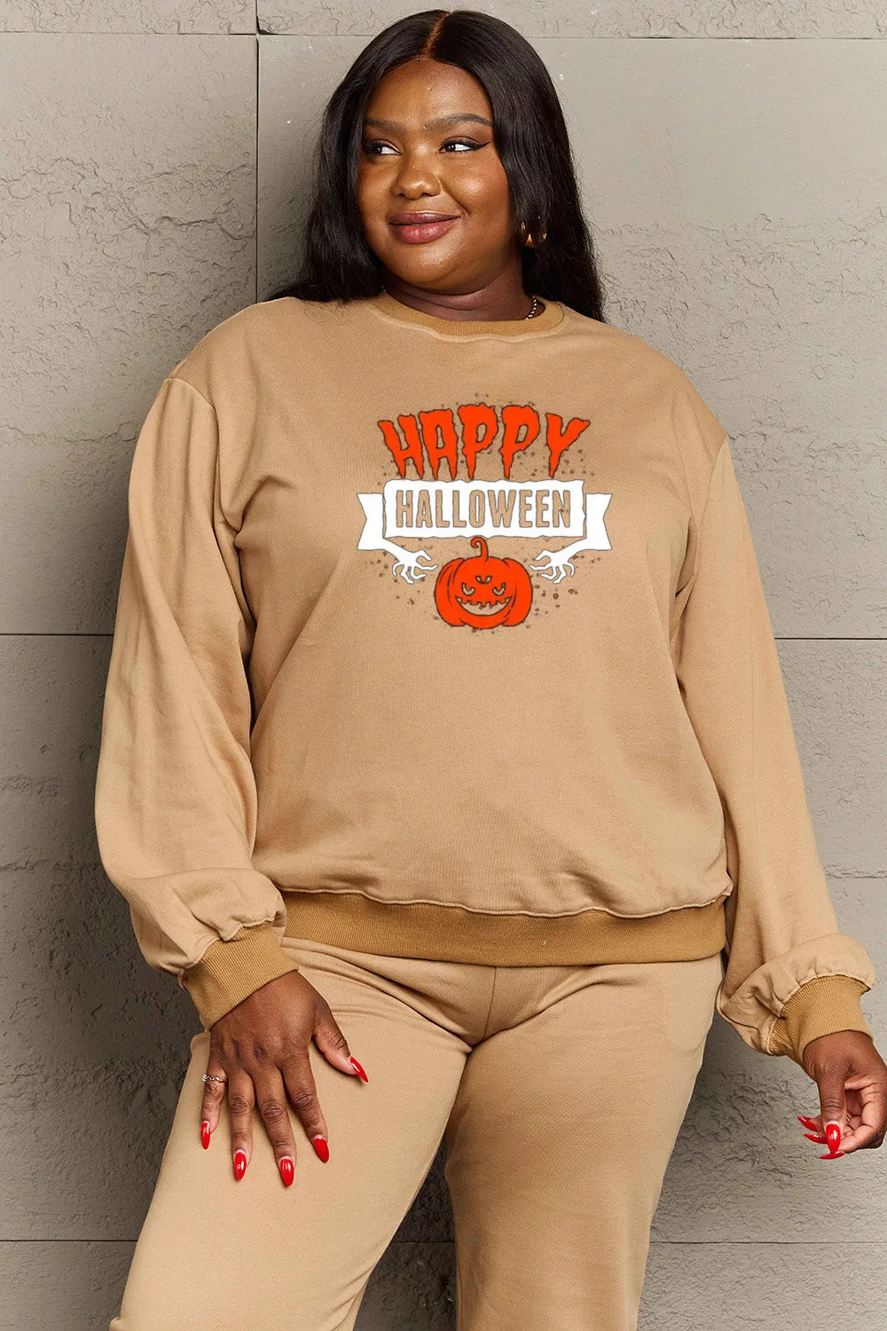 Simply Love Full Size HAPPY HALLOWEEN Graphic Sweatshirt