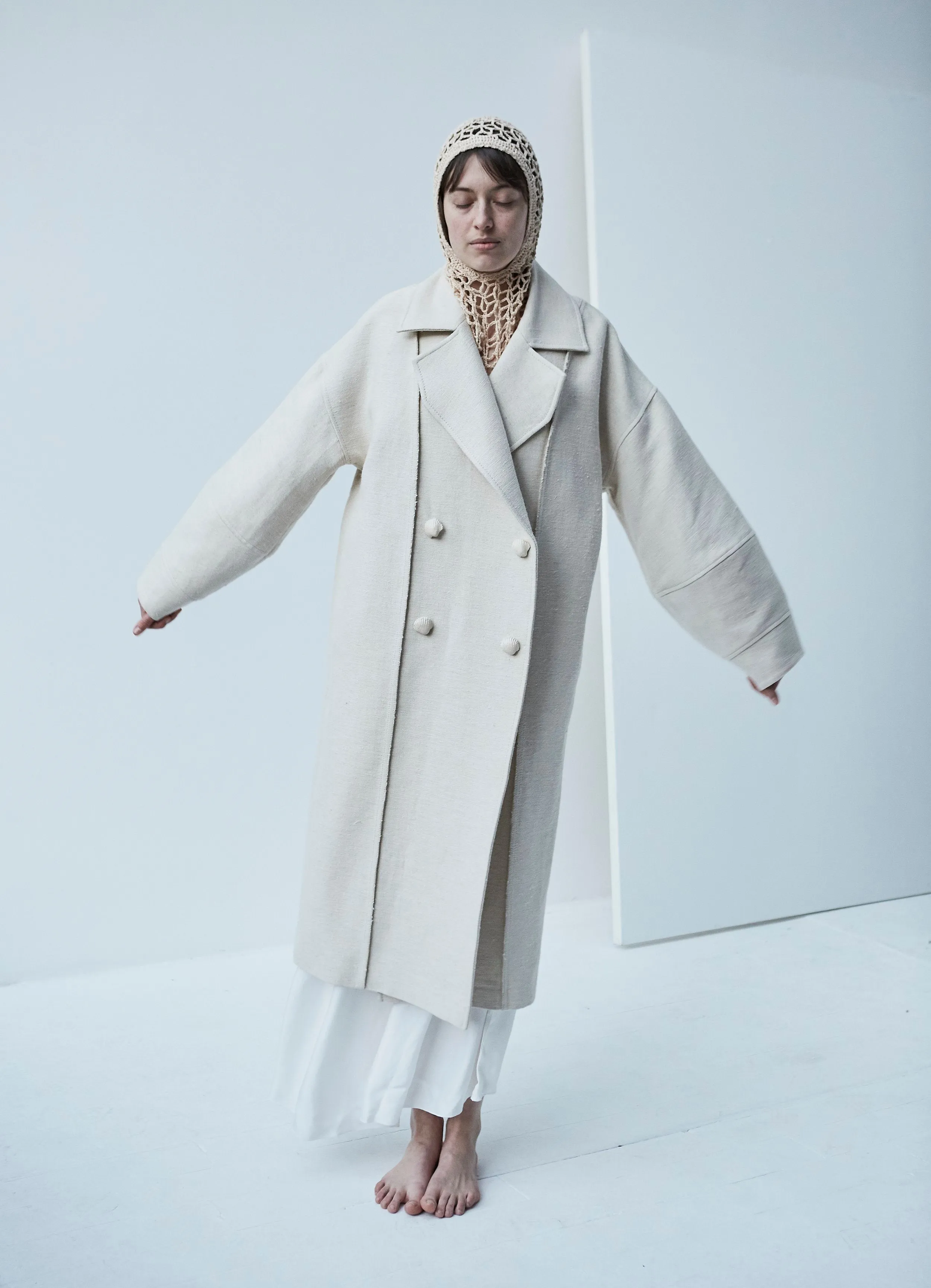 Snegurochka Wool Hemp Coat Cream White