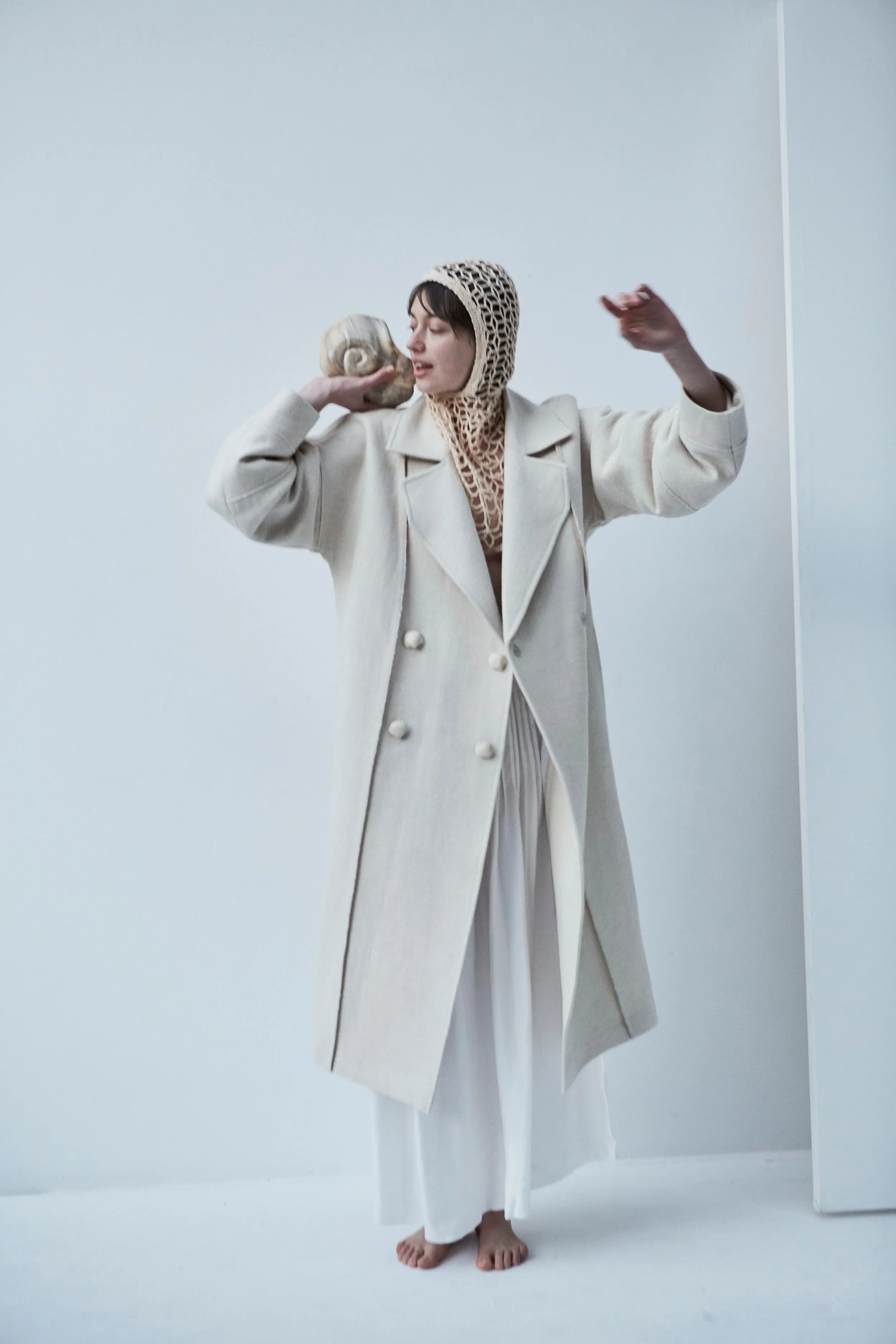 Snegurochka Wool Hemp Coat Cream White