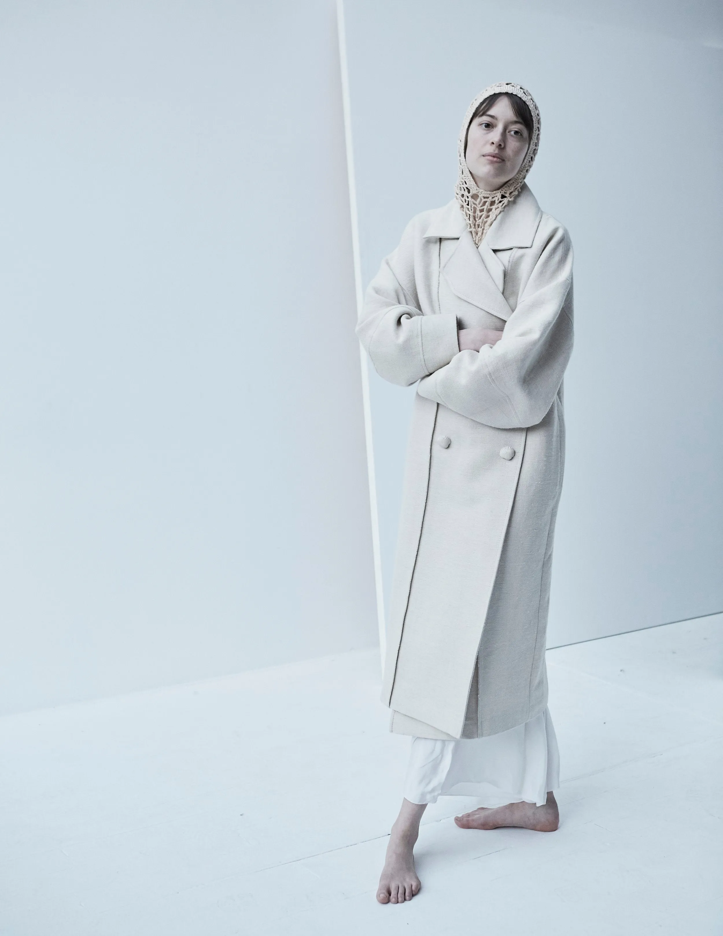 Snegurochka Wool Hemp Coat Cream White