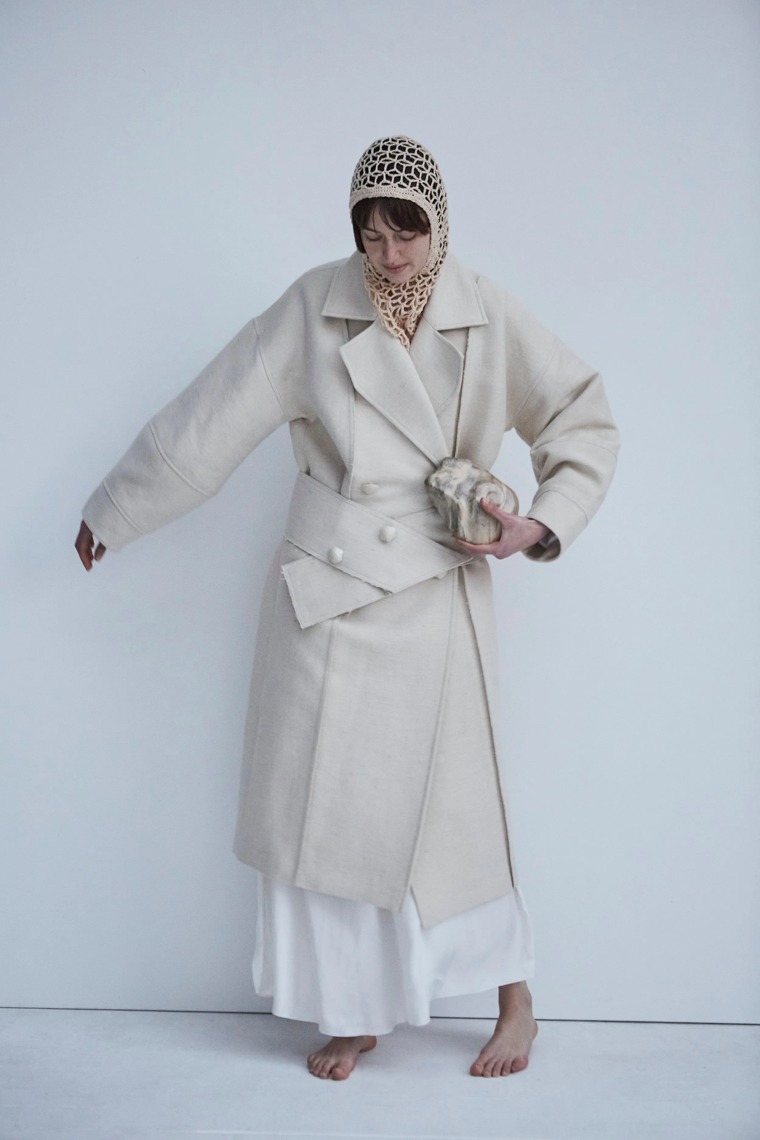 Snegurochka Wool Hemp Coat Cream White