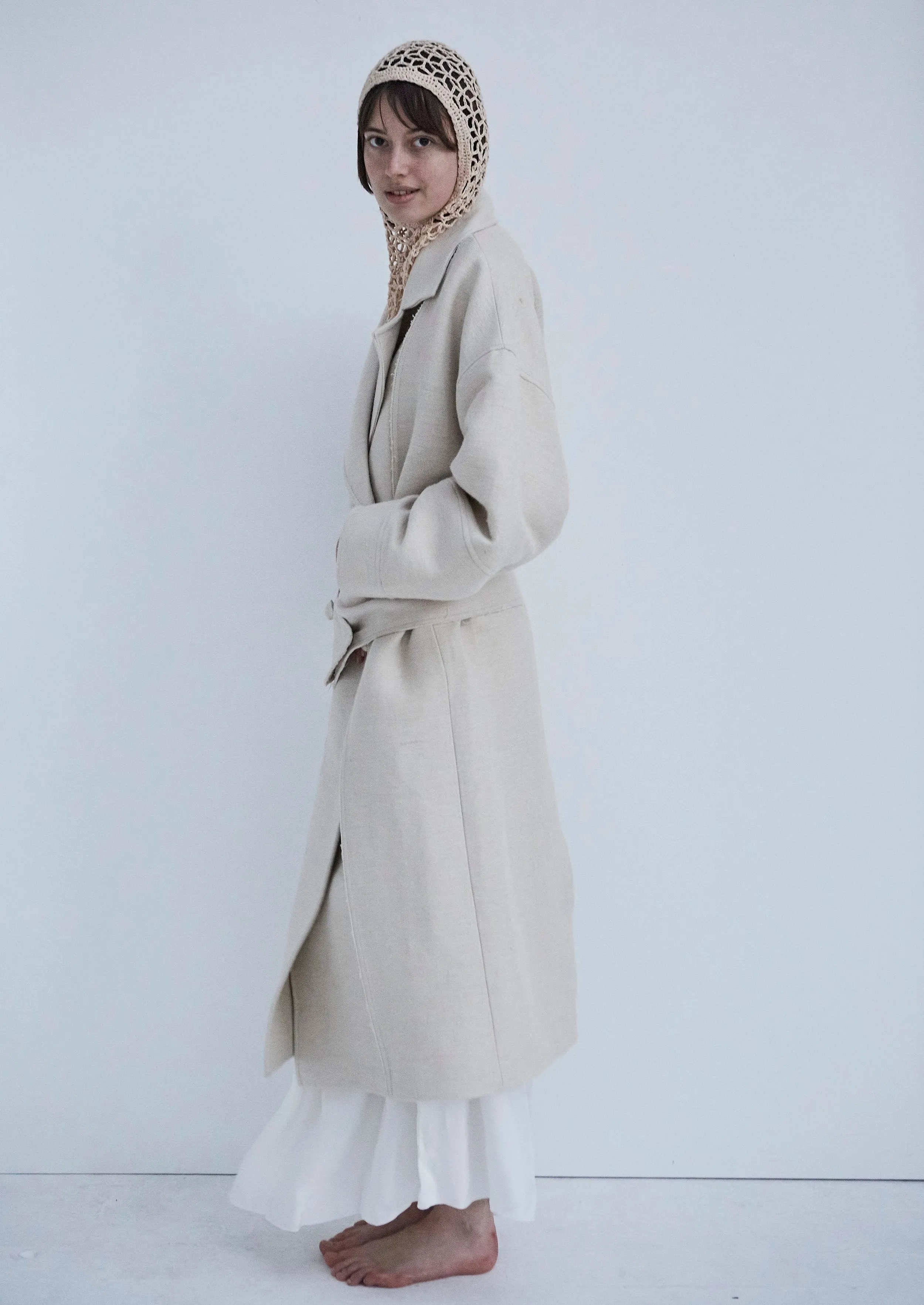 Snegurochka Wool Hemp Coat Cream White