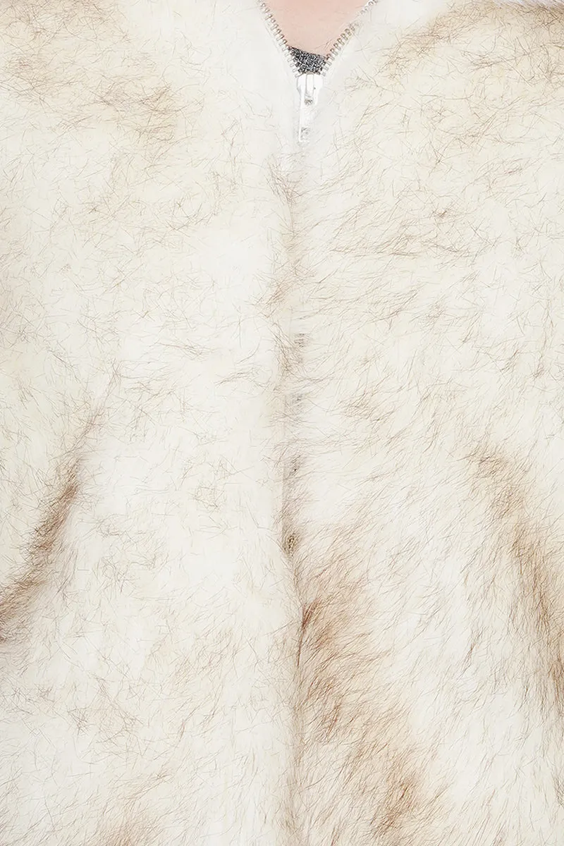 Snow White Faux Fur Bomber Jacket