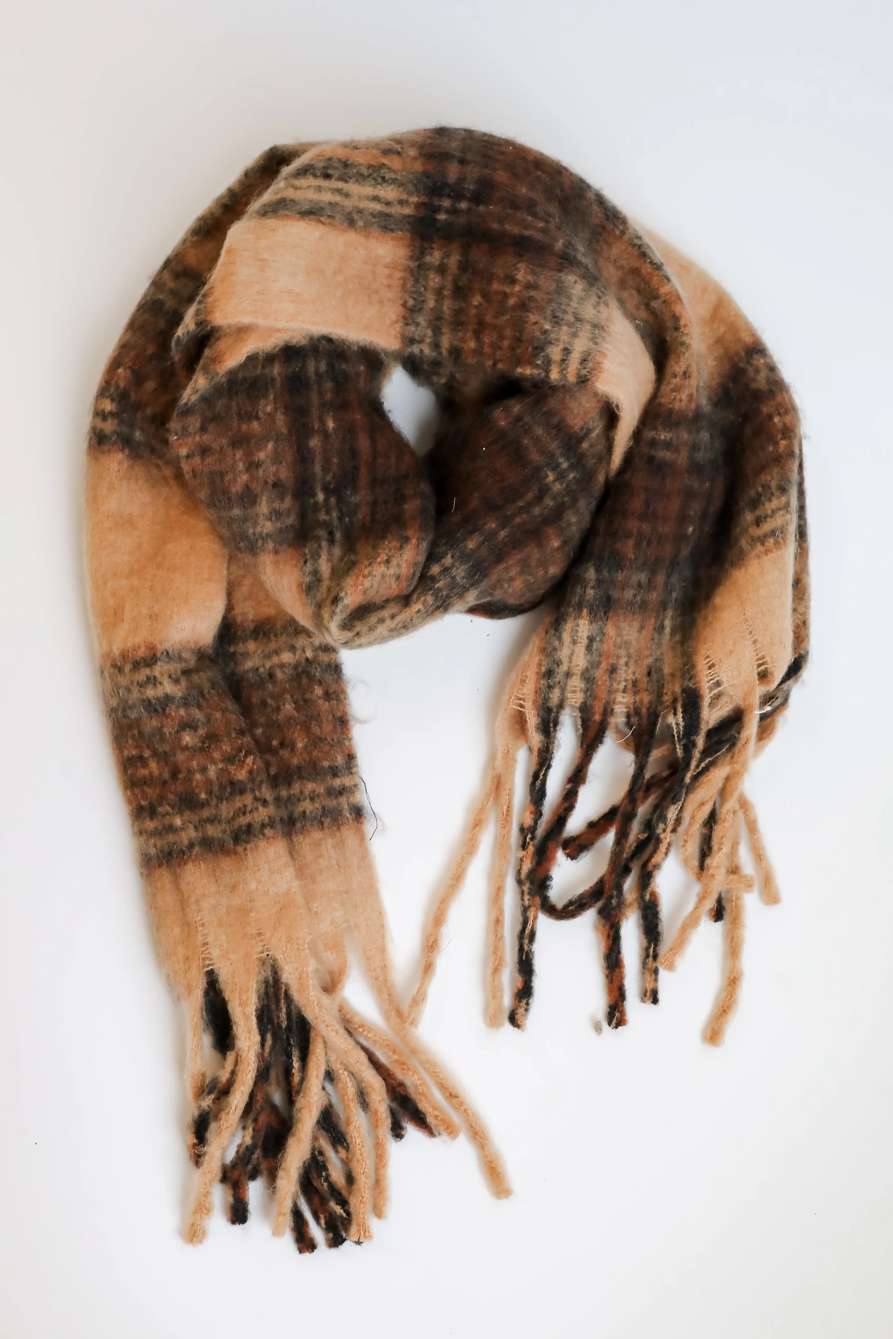 Snuggly Elevation Plaid Fringe Scarf - DOORBUSTER