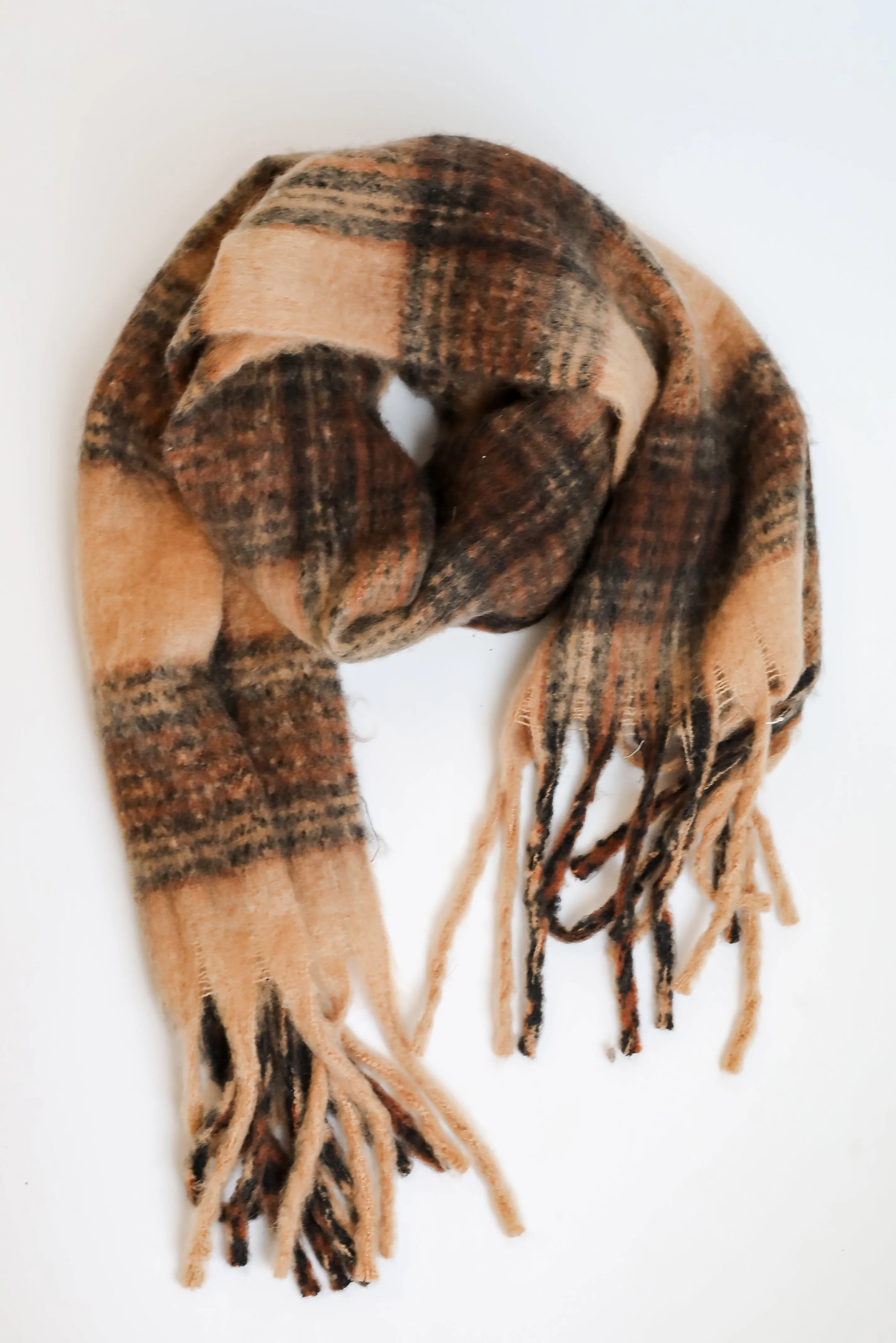 Snuggly Elevation Plaid Fringe Scarf - DOORBUSTER