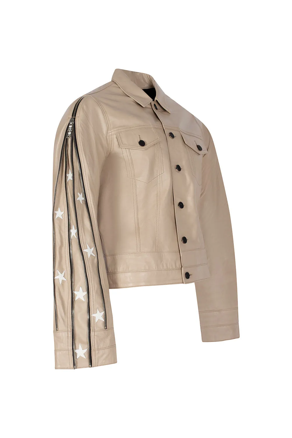 SUNSET RODEO LEATHER JACKET-BEIGE