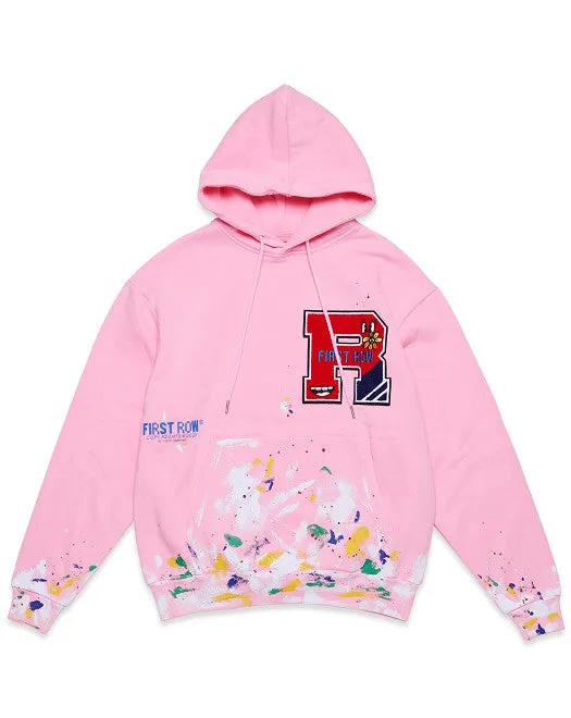 TEEK - Pink Chenille Patch & Hand Paint Hoodie