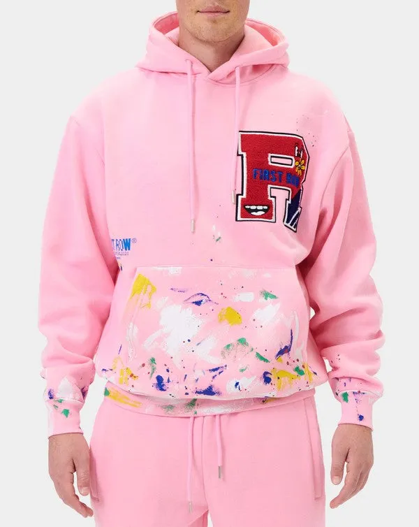 TEEK - Pink Chenille Patch & Hand Paint Hoodie