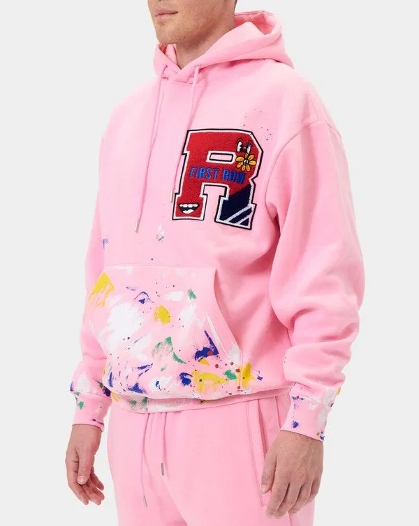 TEEK - Pink Chenille Patch & Hand Paint Hoodie