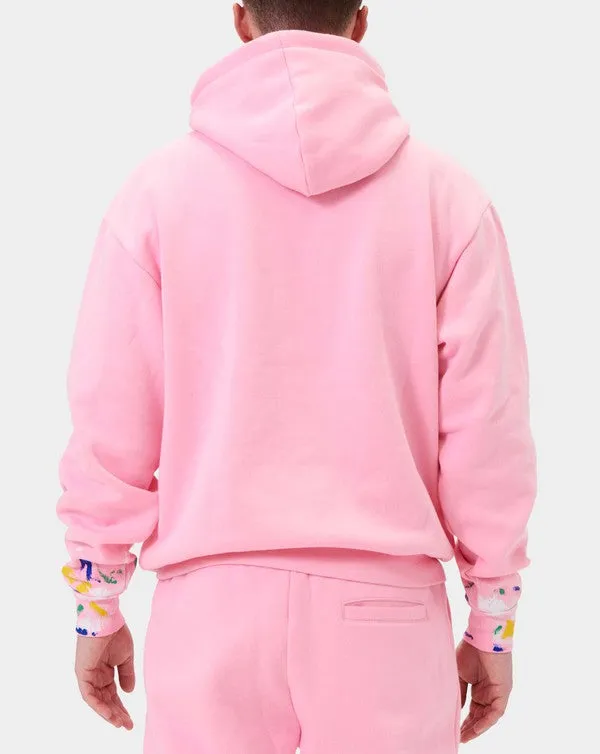 TEEK - Pink Chenille Patch & Hand Paint Hoodie