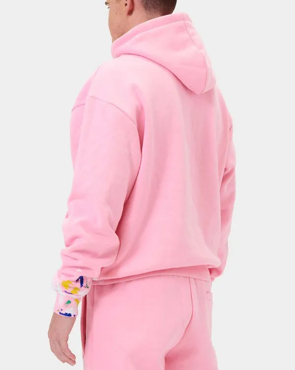 TEEK - Pink Chenille Patch & Hand Paint Hoodie