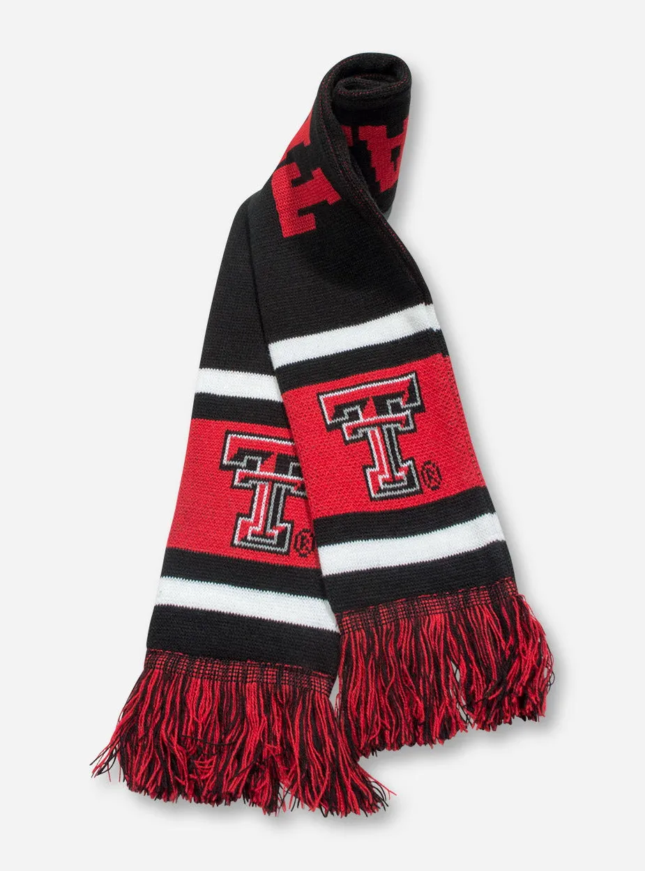 Texas Tech & Double T on Fringed YOUTH Black Scarf