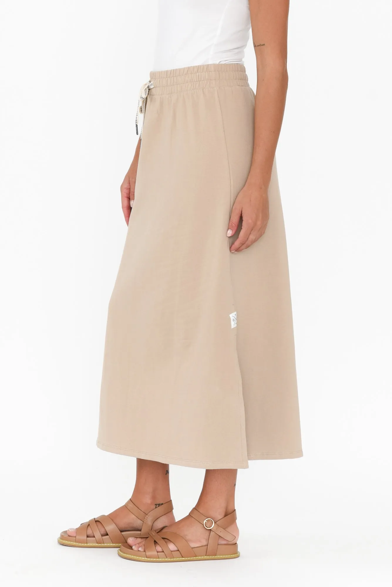 Travel Beige Cotton Maxi Skirt