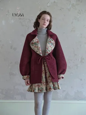 [UNOSA] Christmas Berry Heart Wool Oversized Coat