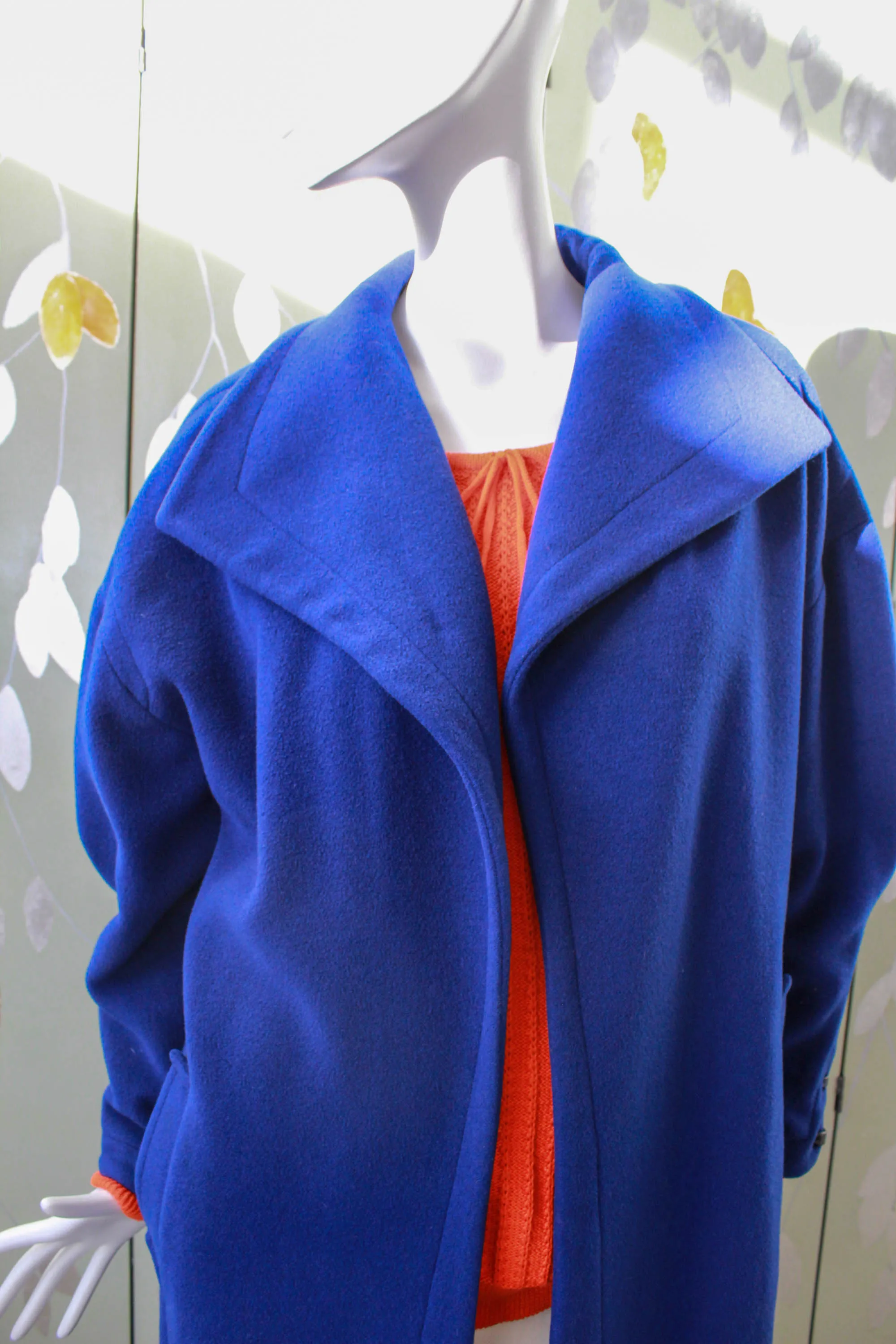 Vintage 1980s Claude Montana Royal Blue Coat, Large