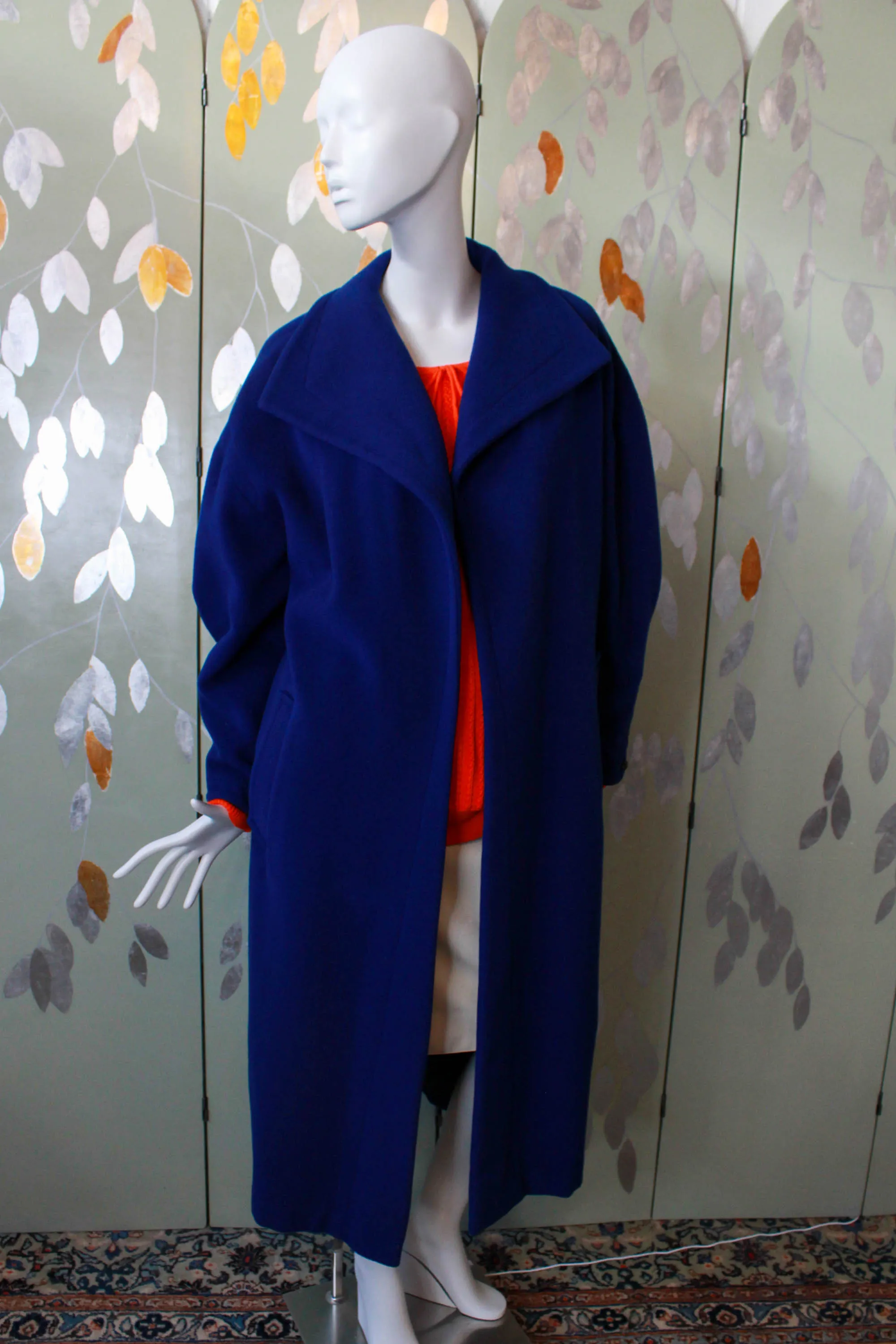 Vintage 1980s Claude Montana Royal Blue Coat, Large