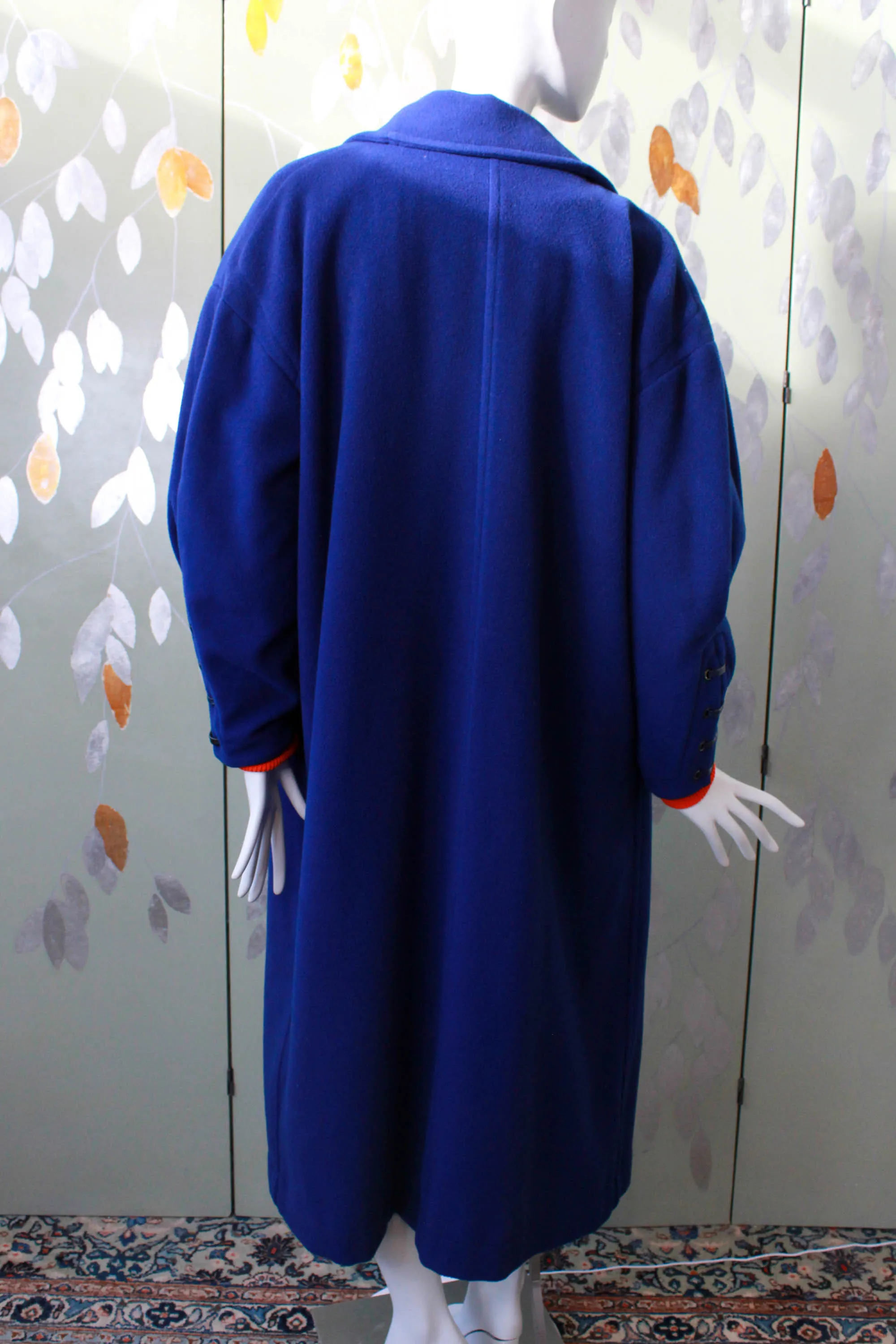 Vintage 1980s Claude Montana Royal Blue Coat, Large