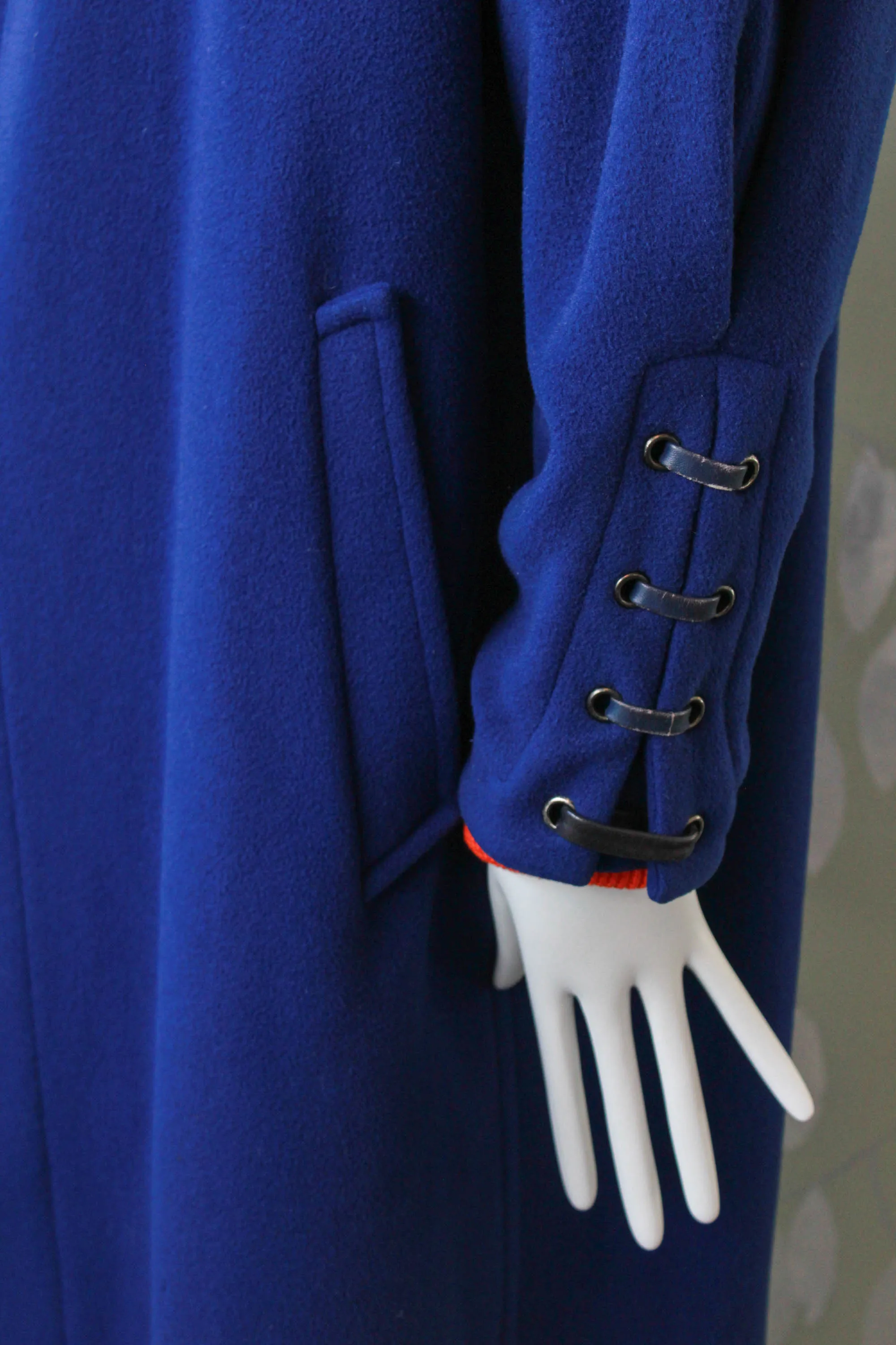 Vintage 1980s Claude Montana Royal Blue Coat, Large