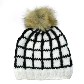 Windowpane Hat, White/Black