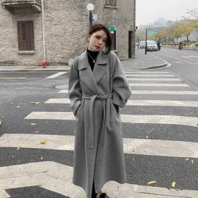 Wjczt New Sicilian Lazy Coat Elegant Double-Sided Cashmere Extended Loose plus Size High-Grade Woolen Coat