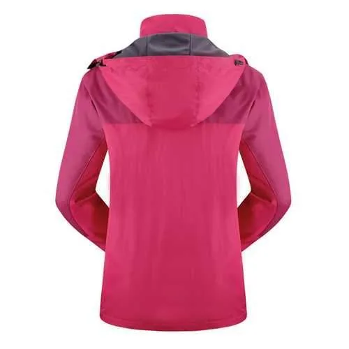 Womens Outdoor Two Sets Warm Waterproof Windproof Fleece Hooded Mountaineering Jackets