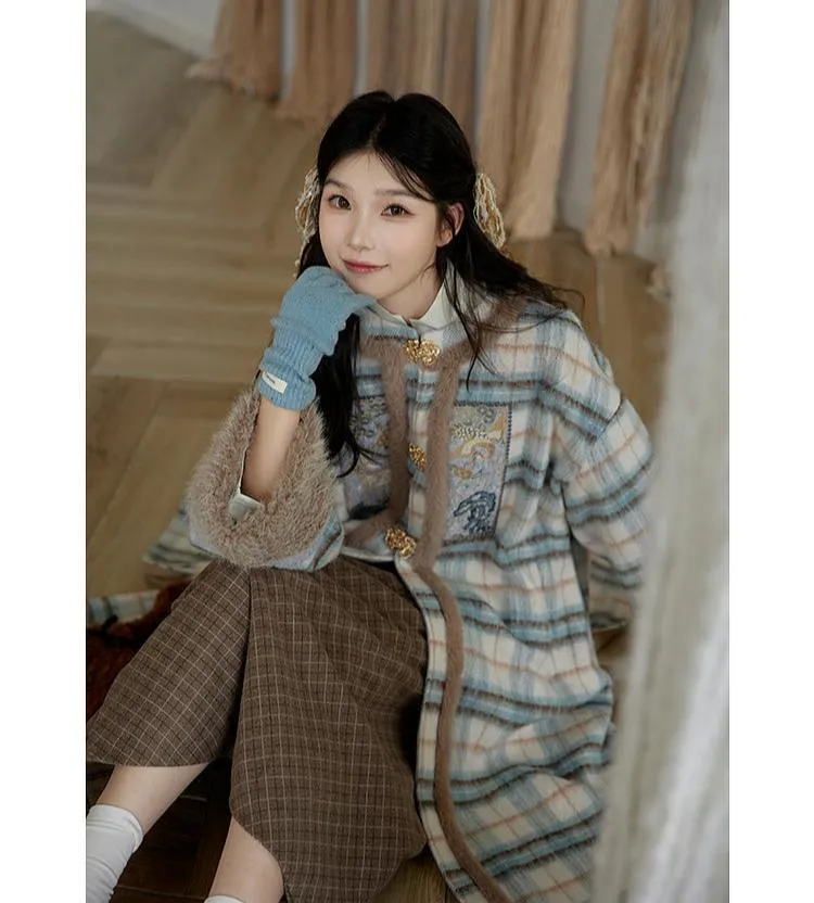 Xue Hou 雪后 After the Snow Modernized Ming Yuanling Pi Ao Fuzzy Coat & Xuanqun Skirt Set